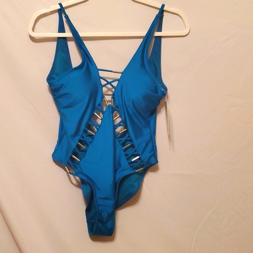 Swimsuit One piece with cutout Teal, Size M